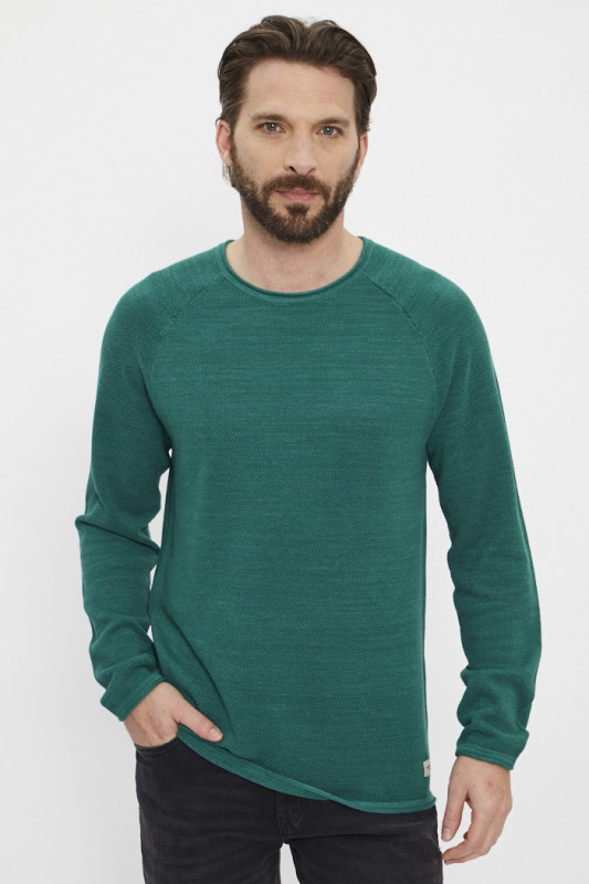 Pull maille col rond vert émeraude homme
