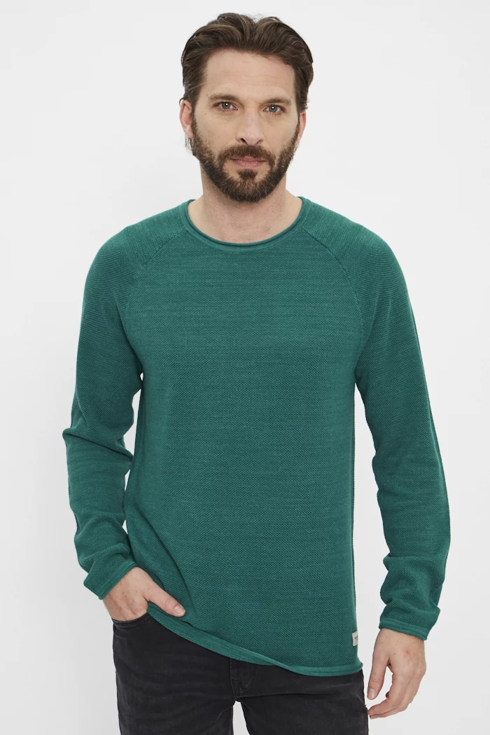 Pull maille col rond vert émeraude homme Jack Jones Destock Jeans