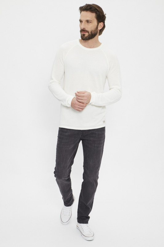 Pull maille col rond blanc Jack & Jones