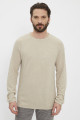 Pull maille col rond beige