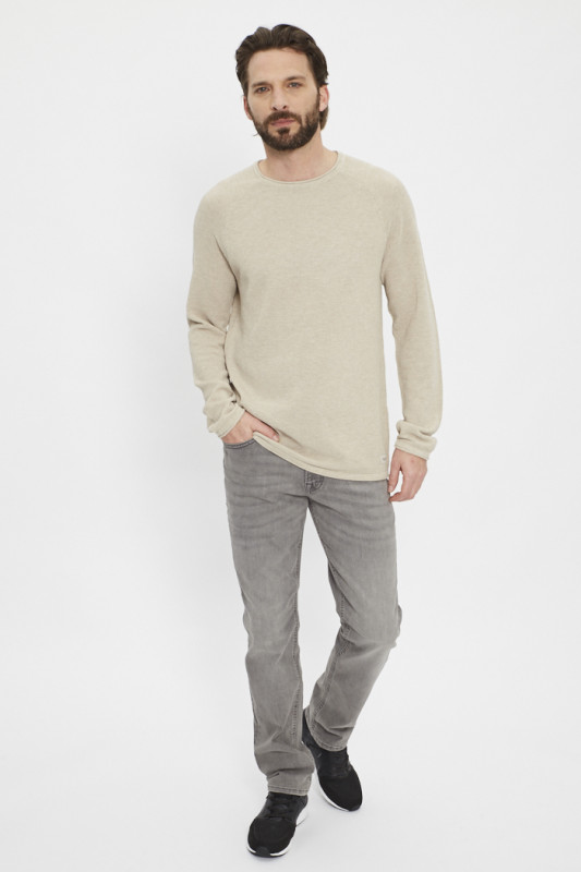 Pull maille col rond beige Jack & Jones