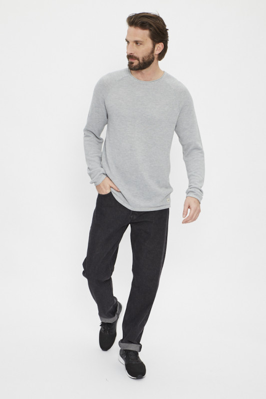 Pull maille col rond gris perle Jack & Jones