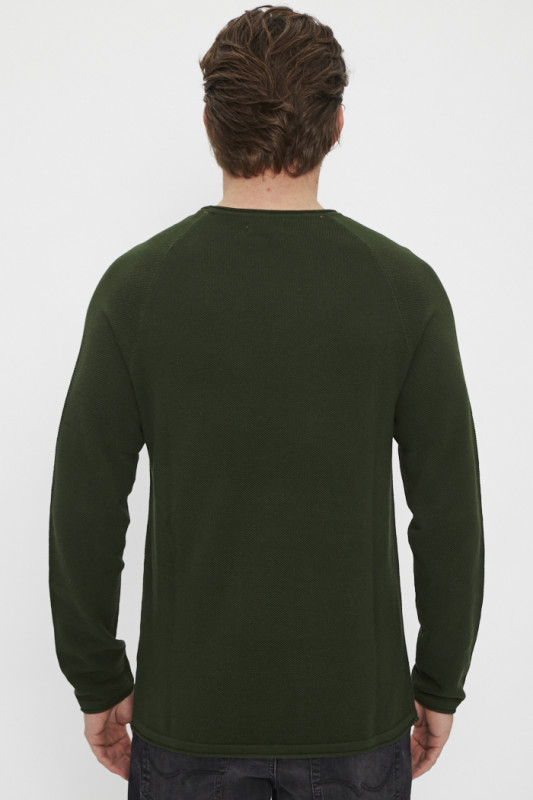 Pull en maille col rond vert sapin