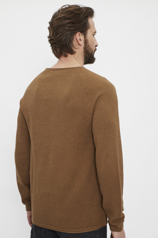 Pull en maille col rond marron 