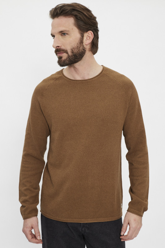 Pull en maille col rond marron  homme
