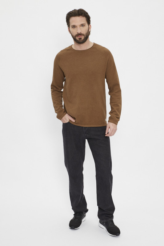Pull en maille col rond marron  Jack & Jones