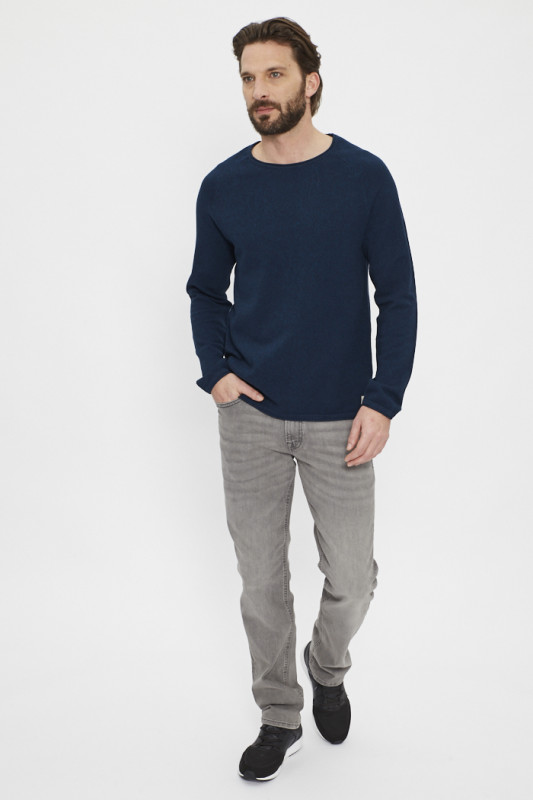 Pull en maille col rond bleu marine Jack & Jones