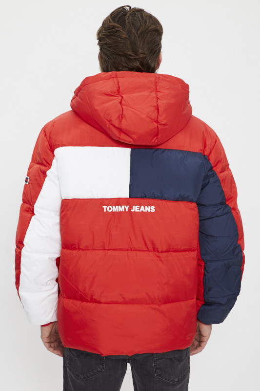 Doudoune rouge Tommy Hilfiger à capuche amovible