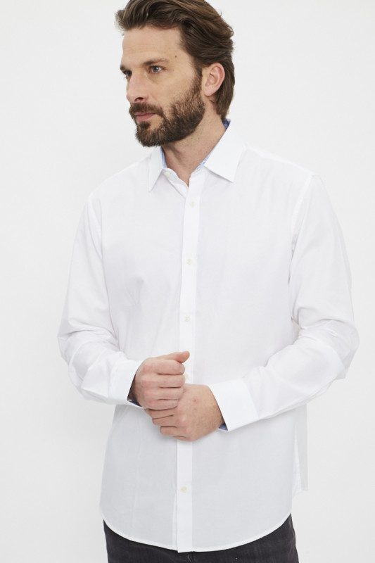Chemise blanche classique intérieur col contrasté homme