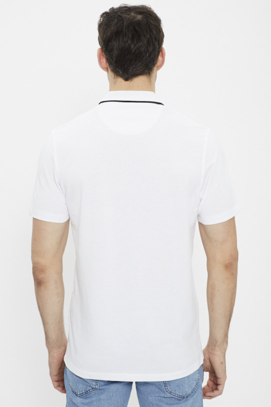 Polo slim col boutonné blanc Jack & Jones
