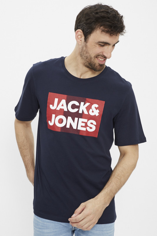 T-shirt Jack & Jones pour homme bleu marine avec logo floqué