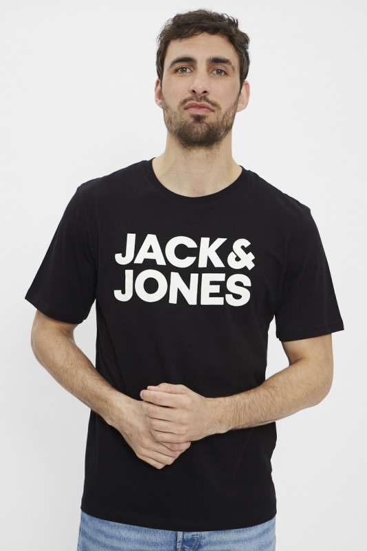 T-shirt noir pour homme logo floqué