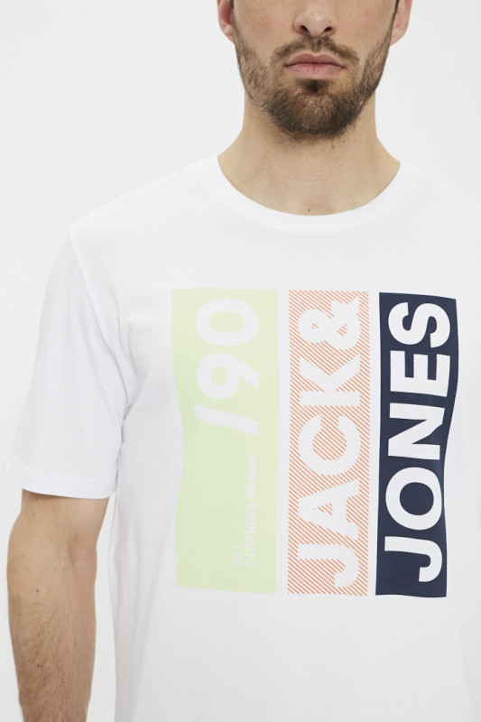 T-shirt blanc floqué Jack & Jones