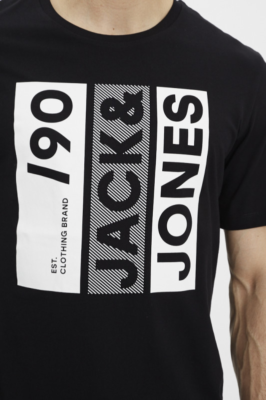 T-shirt manches courtes noir avec logo floqué